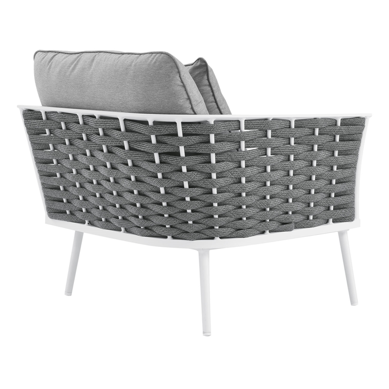 Modway Stance Modern Fabric & Aluminum Outdoor Left-Facing Armchair in Gray