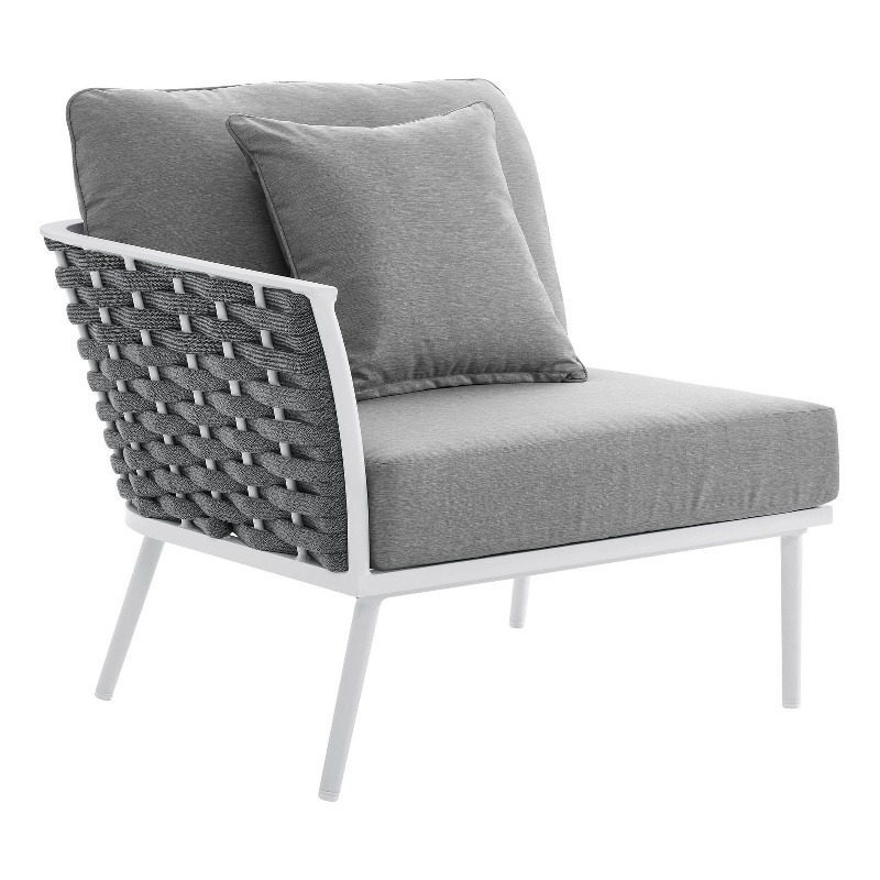 Modway Stance Modern Fabric & Aluminum Outdoor Left-Facing Armchair in Gray