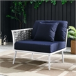 Modway Stance Modern Fabric & Aluminum Outdoor Left-Facing Armchair in Navy