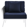 Modway Stance Modern Fabric & Aluminum Outdoor Left-Facing Armchair in Navy