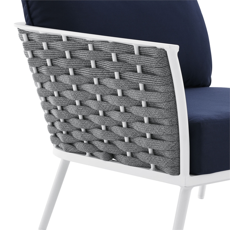 Modway Stance Modern Fabric & Aluminum Outdoor Left-Facing Armchair in Navy