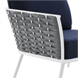 Modway Stance Modern Fabric & Aluminum Outdoor Left-Facing Armchair in Navy