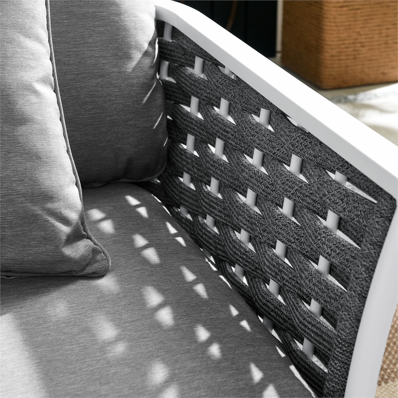 Modway Stance Modern Fabric & Aluminum Outdoor Right-Facing Armchair in Gray