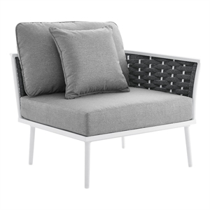 modway stance fabric outdoor patio right-facing armchair in white/gray