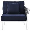 Modway Stance Modern Fabric & Aluminum Outdoor Right-Facing Armchair in Navy