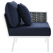 Modway Stance Modern Fabric & Aluminum Outdoor Right-Facing Armchair in Navy