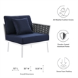 Modway Stance Modern Fabric & Aluminum Outdoor Right-Facing Armchair in Navy