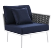 Modway Stance Modern Fabric & Aluminum Outdoor Right-Facing Armchair in Navy