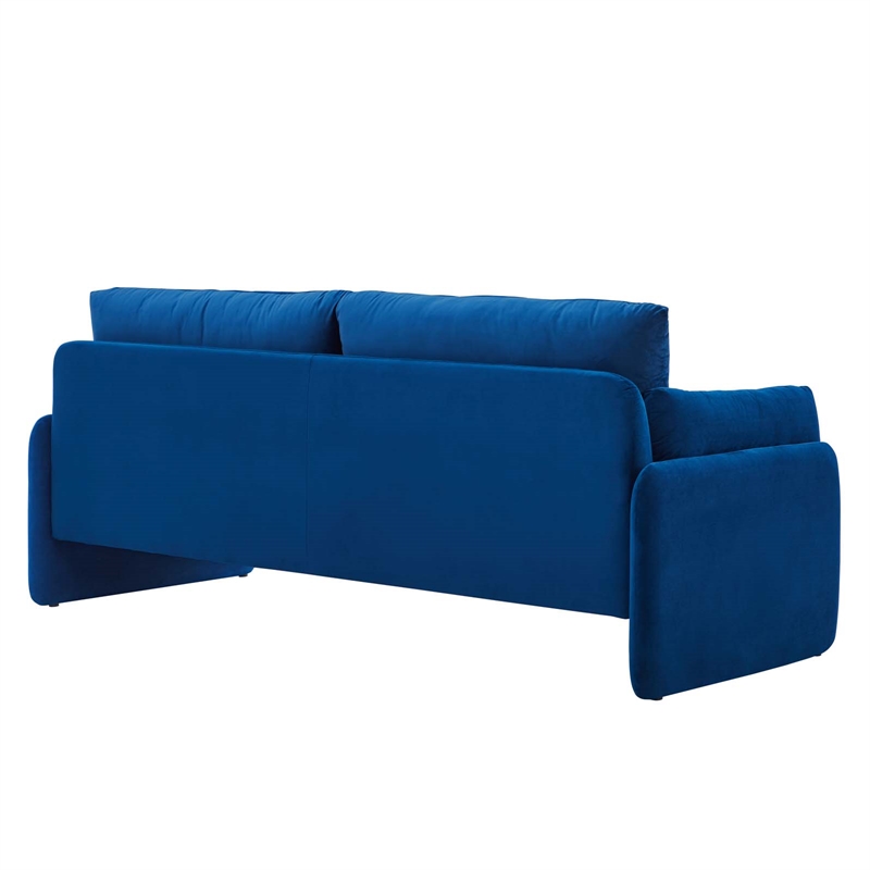 Modway Indicate Modern Performance Velvet & Foam Sofa in Navy Blue