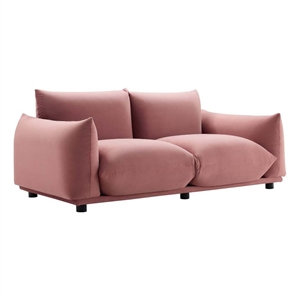 modway copious upholstered performance velvet loveseat in dusty rose pink