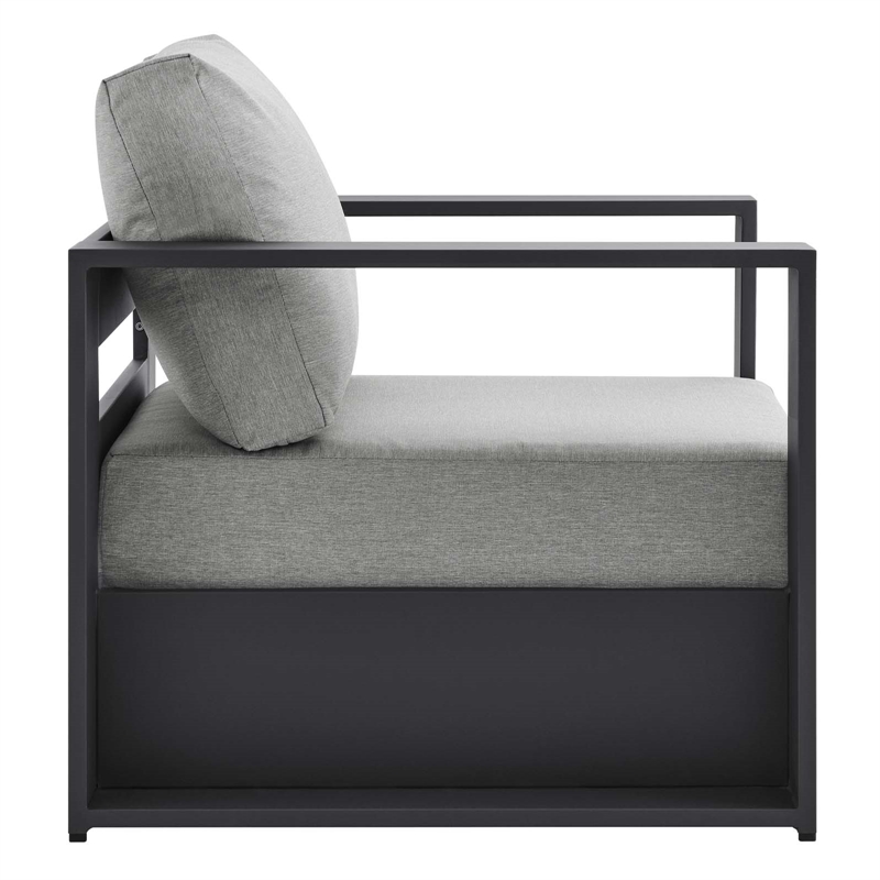 Modway Tahoe Modern Fabric/Aluminum Outdoor Armchair in Gray