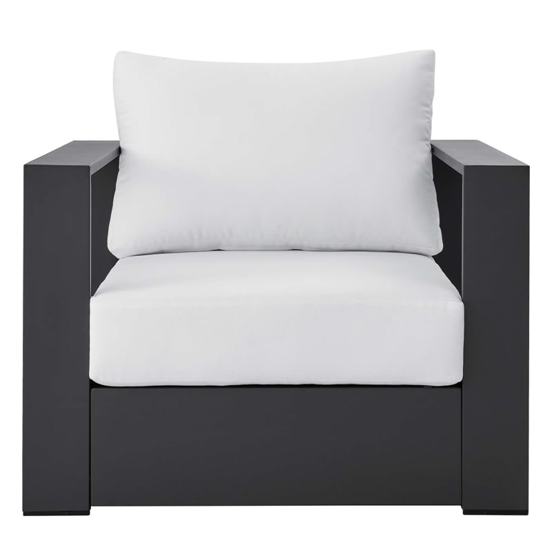 Modway Tahoe Modern Fabric/Aluminum Outdoor Armchair in Gray/White