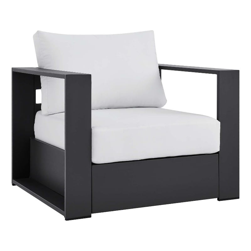 Modway Tahoe Modern Fabric/Aluminum Outdoor Armchair in Gray/White