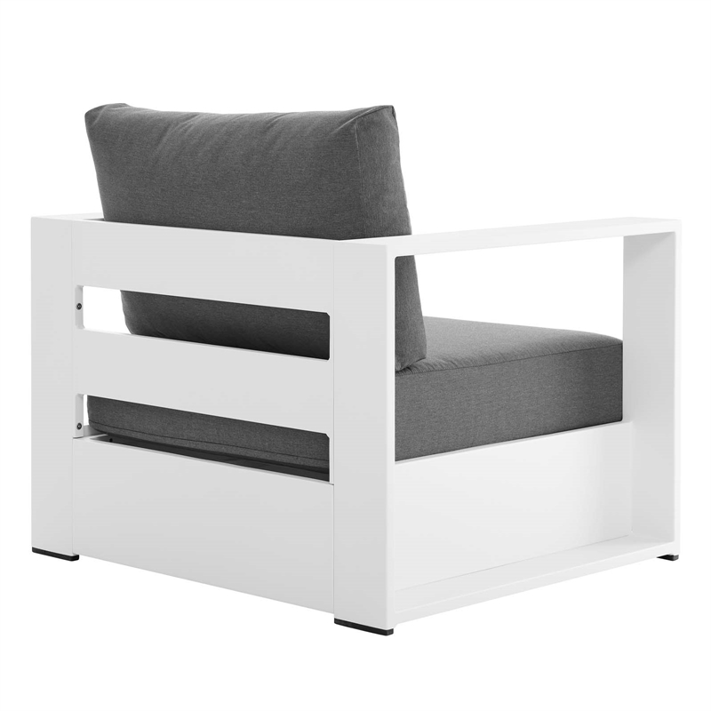 Modway Tahoe Modern Fabric/Aluminum Outdoor Armchair in Charcoal/White