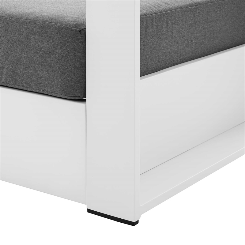 Modway Tahoe Modern Fabric/Aluminum Outdoor Armchair in Charcoal/White