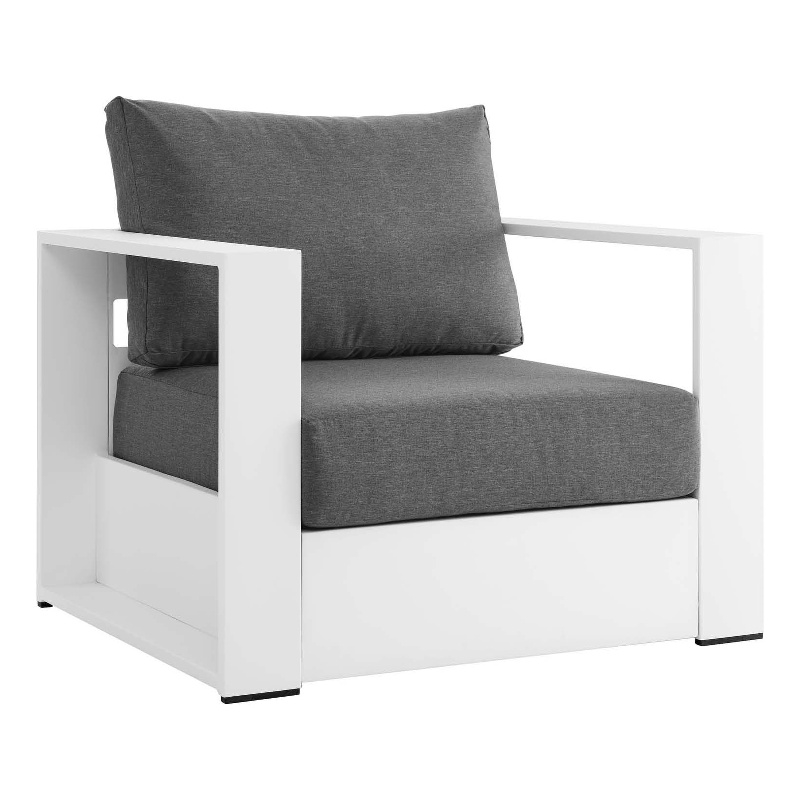 Modway Tahoe Modern Fabric/Aluminum Outdoor Armchair in Charcoal/White