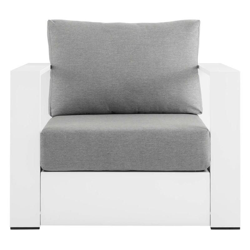 Modway Tahoe Modern Fabric/Aluminum Outdoor Armchair in White/Gray
