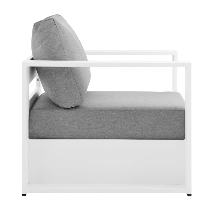 Modway Tahoe Modern Fabric/Aluminum Outdoor Armchair in White/Gray