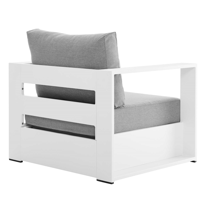 Modway Tahoe Modern Fabric/Aluminum Outdoor Armchair in White/Gray