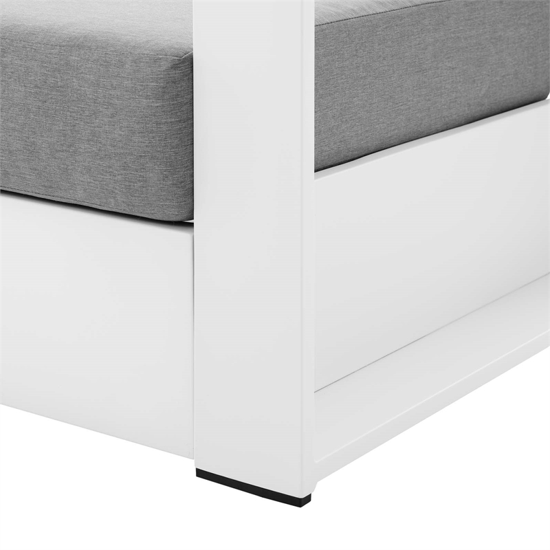 Modway Tahoe Modern Fabric/Aluminum Outdoor Armchair in White/Gray