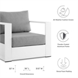 Modway Tahoe Modern Fabric/Aluminum Outdoor Armchair in White/Gray