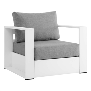 modway tahoe fabric & aluminum outdoor patio armchair in white/gray