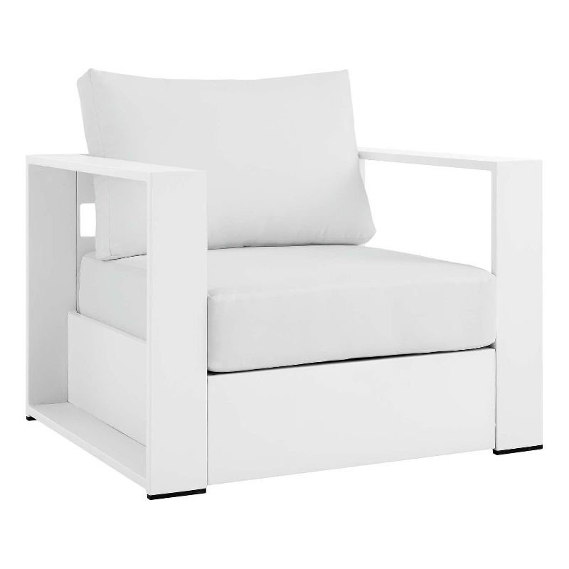 Modway Tahoe Modern Fabric/Aluminum Outdoor Armchair in White