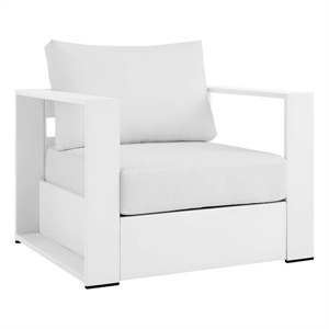 modway tahoe fabric & aluminum outdoor patio armchair in white