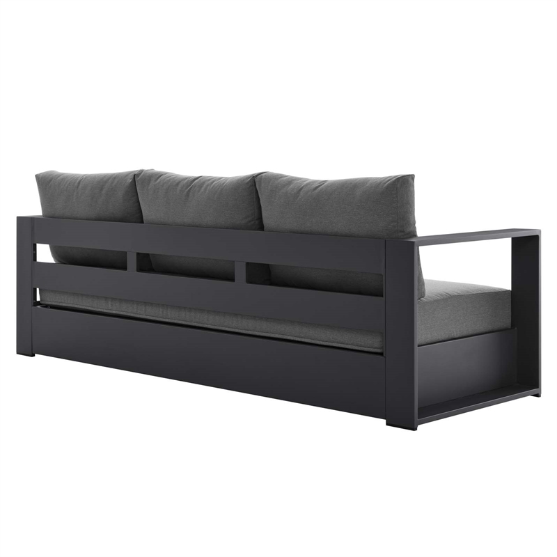 Modway Tahoe Modern Powder-Coated Aluminum/Fabric Outdoor Sofa in Charcoal/Gray