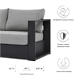 Modway Tahoe Modern Powder-Coated Aluminum/Fabric Outdoor Sofa in Gray