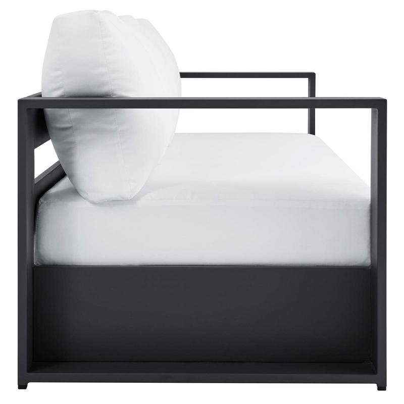 Modway Tahoe Modern Powder-Coated Aluminum/Fabric Outdoor Sofa in White/Gray