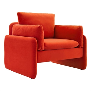 modway indicate upholstered performance velvet armchair in orange