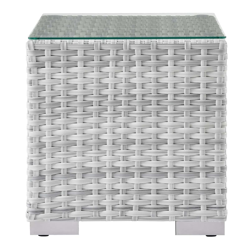 Modway Convene 6-Piece Modern Fabric/Rattan Outdoor Set in Light Gray/Navy
