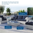 Modway Convene 6-Piece Modern Fabric/Rattan Outdoor Set in Light Gray/Navy