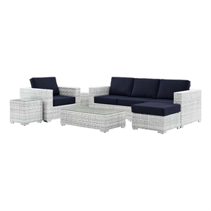Modway Convene 6-Piece Modern Fabric/Rattan Outdoor Set in Light Gray/Navy