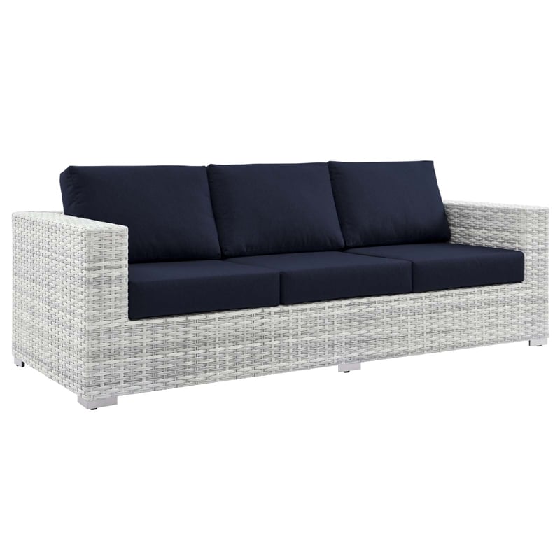 Modway Convene 6-Piece Modern Fabric/Rattan Outdoor Set in Light Gray/Navy