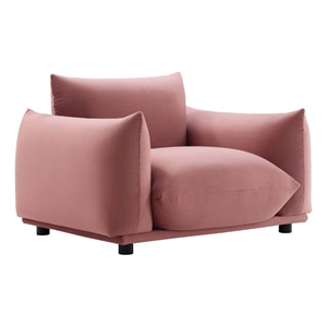 modway copious upholstered performance velvet armchair in dusty rose pink