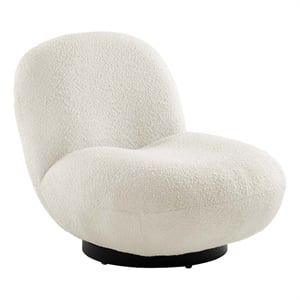 Modway Kindred Modern Boucle Fabric Upholstered Swivel Chair in Ivory/Black