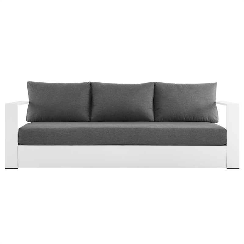 Modway Tahoe Modern Powder-Coated Aluminum/Fabric Outdoor Sofa in Charcoal/White