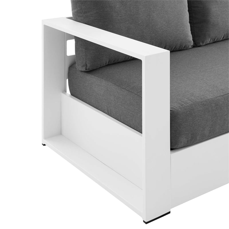 Modway Tahoe Modern Powder-Coated Aluminum/Fabric Outdoor Sofa in Charcoal/White