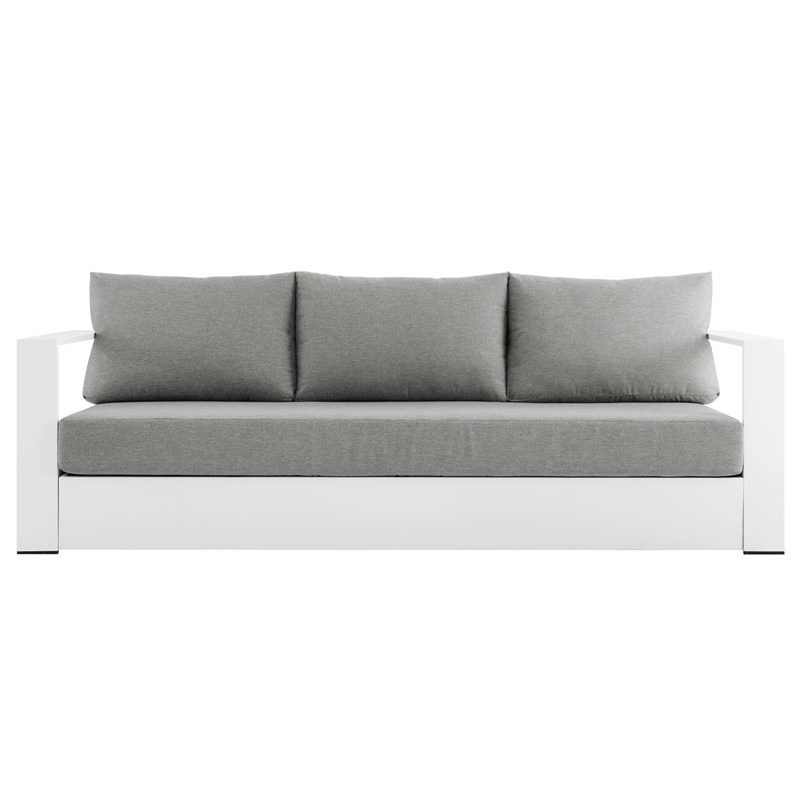 Modway Tahoe Modern Powder-Coated Aluminum/Fabric Outdoor Sofa in Gray/White