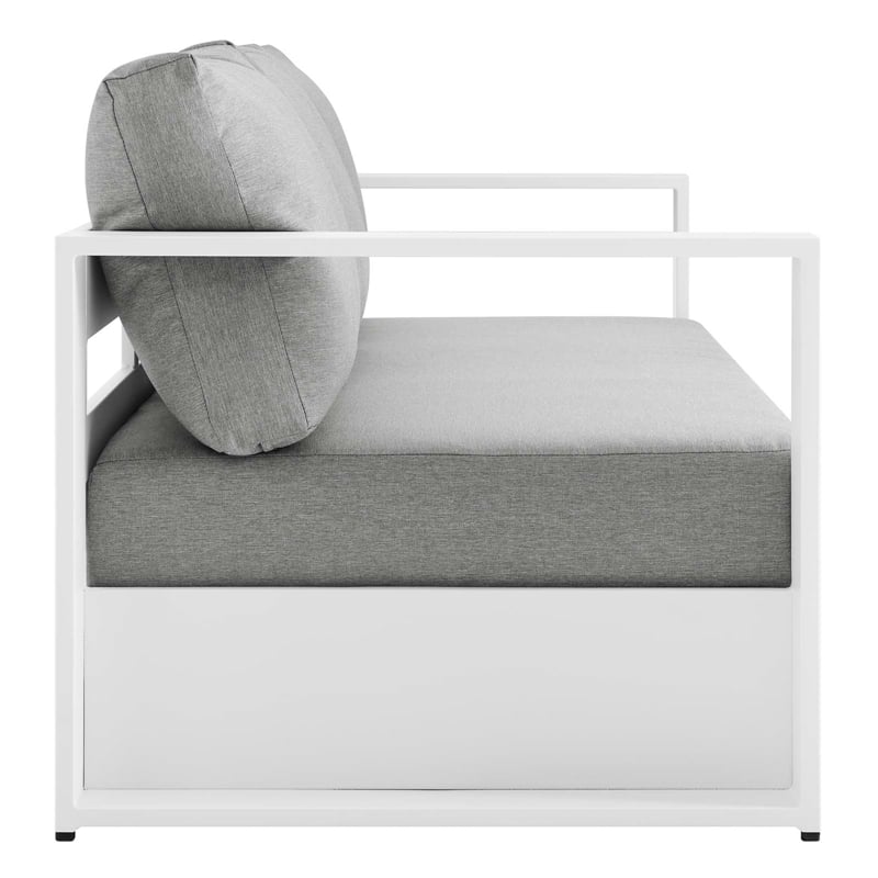 Modway Tahoe Modern Powder-Coated Aluminum/Fabric Outdoor Sofa in Gray/White