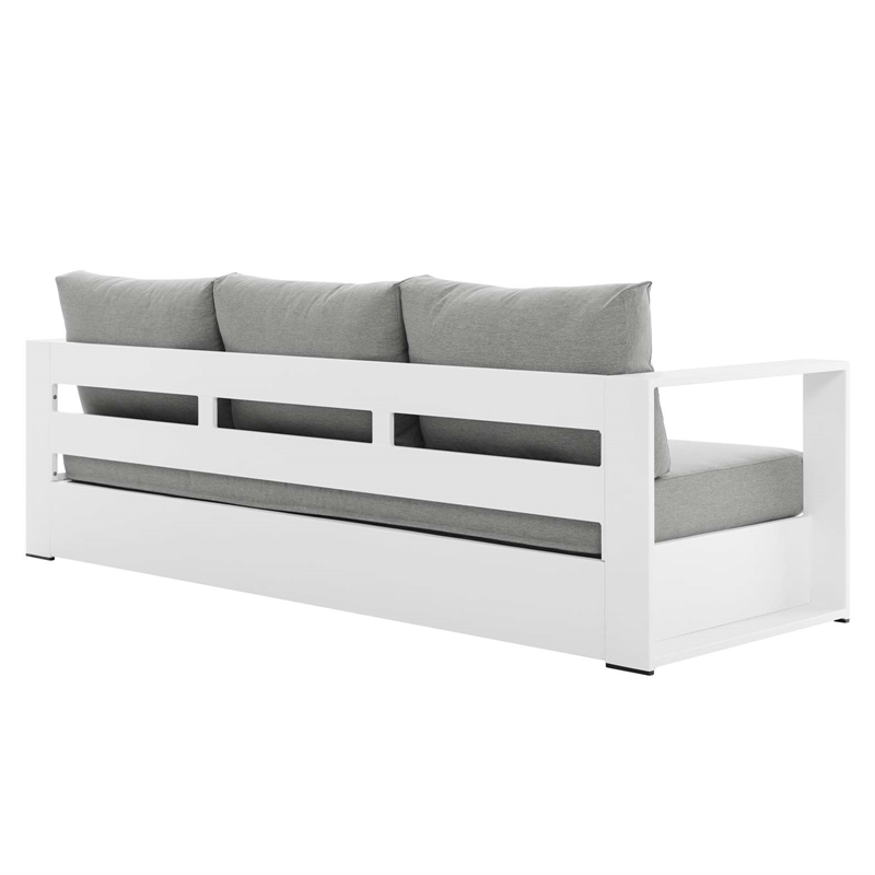 Modway Tahoe Modern Powder-Coated Aluminum/Fabric Outdoor Sofa in Gray/White