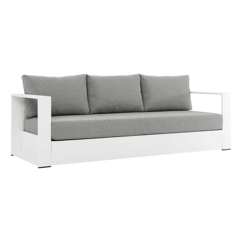 Modway Tahoe Modern Powder-Coated Aluminum/Fabric Outdoor Sofa in Gray/White