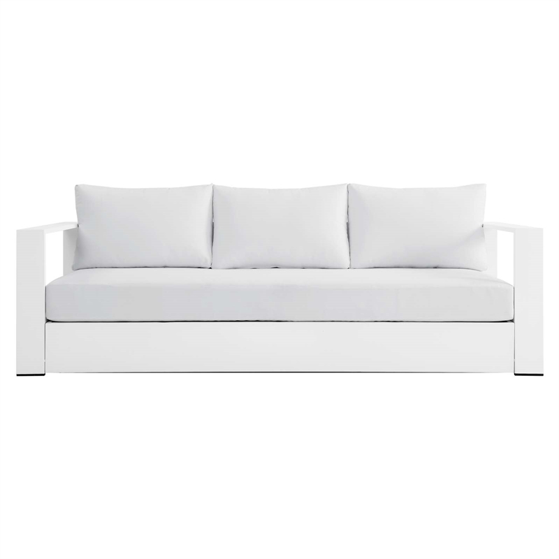 Modway Tahoe Modern Powder-Coated Aluminum/Fabric Outdoor Sofa in White