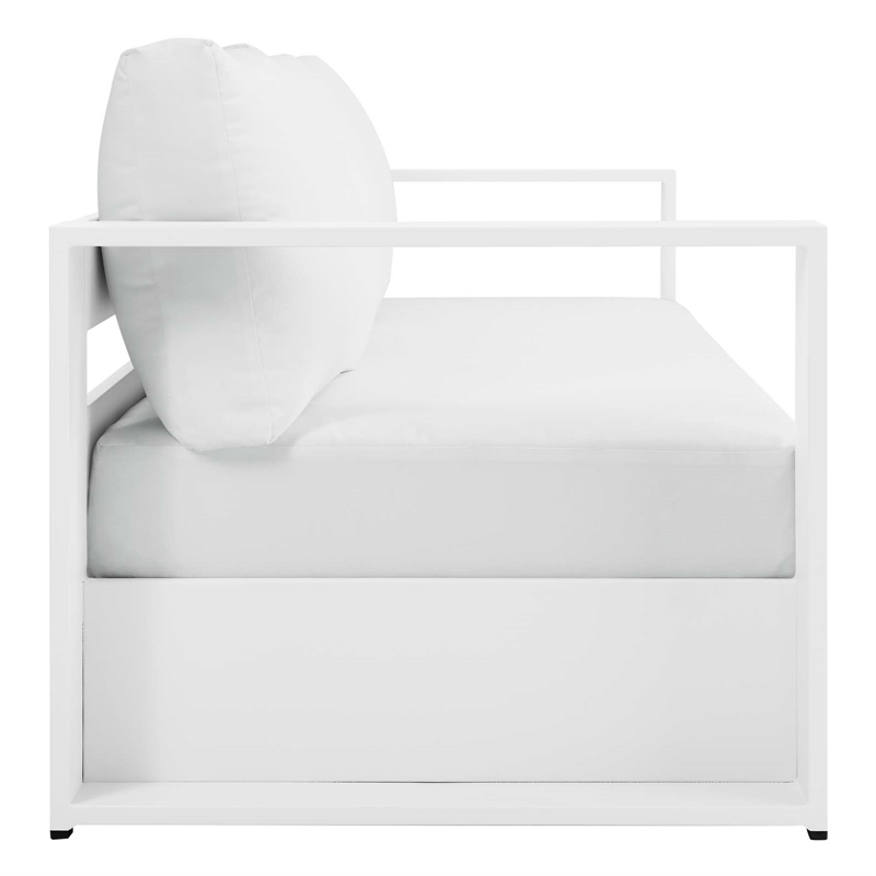 Modway Tahoe Modern Powder-Coated Aluminum/Fabric Outdoor Sofa in White