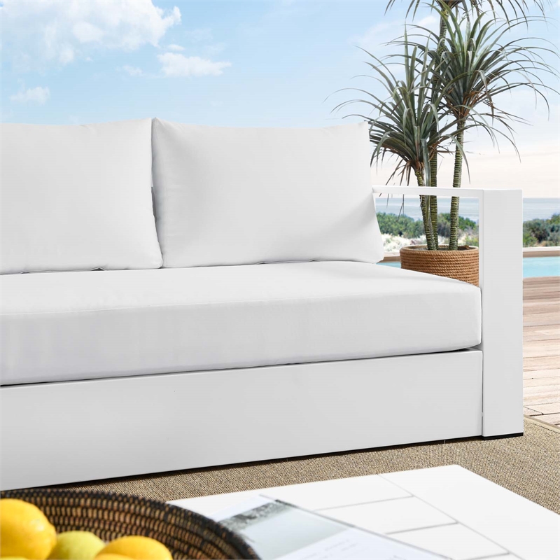 Modway Tahoe Modern Powder-Coated Aluminum/Fabric Outdoor Sofa in White
