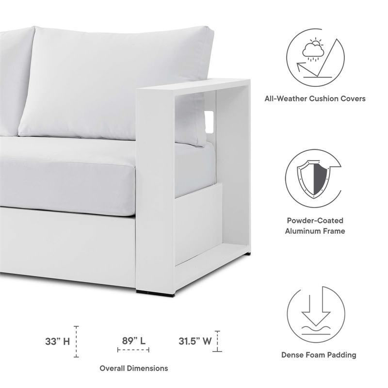 Modway Tahoe Modern Powder-Coated Aluminum/Fabric Outdoor Sofa in White
