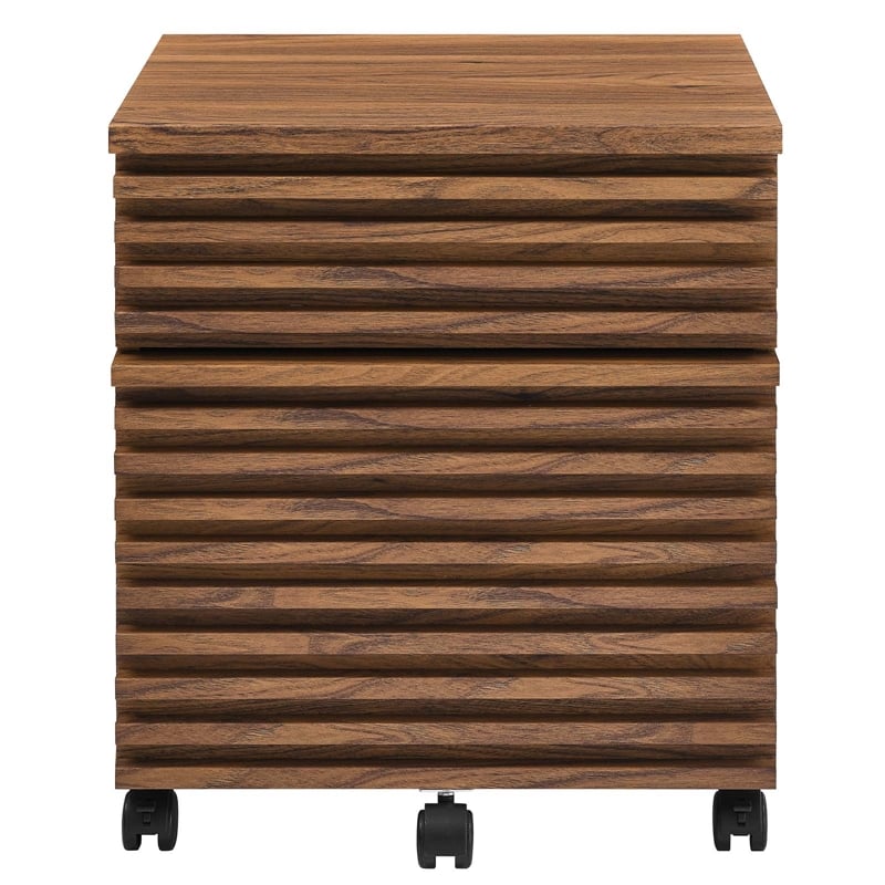 Modway Render Modern Wood and Plastic File Cabinet in Walnut