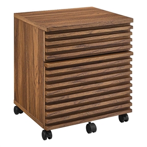 modway render wood file cabinet with plastic casters in walnut